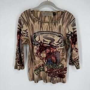 Vintage  90s y2k top womens medium M fitted rhinestone cowgirl lorelai gilmore